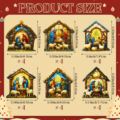 Halloscume 24 Pcs Christmas Nativity Scene Ornaments Bulk, House Shape - style: House Style