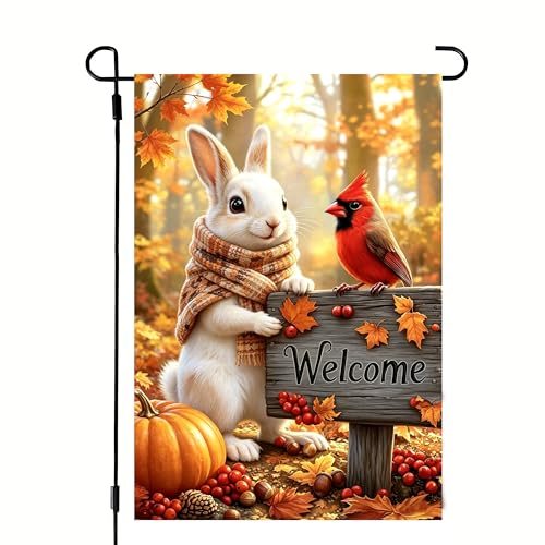 Fall Bunny Garden Flag Yard Decorations 12x18 Double Sided Outside - color: Fall, size: 12x18 Inches