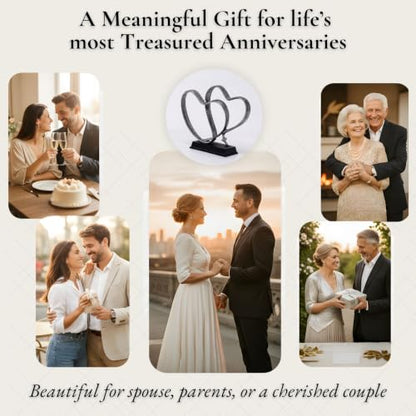 Wedding Anniversary Couples Gift - Silver Iron Hearts & Cross, Any Occasion - color: Silver