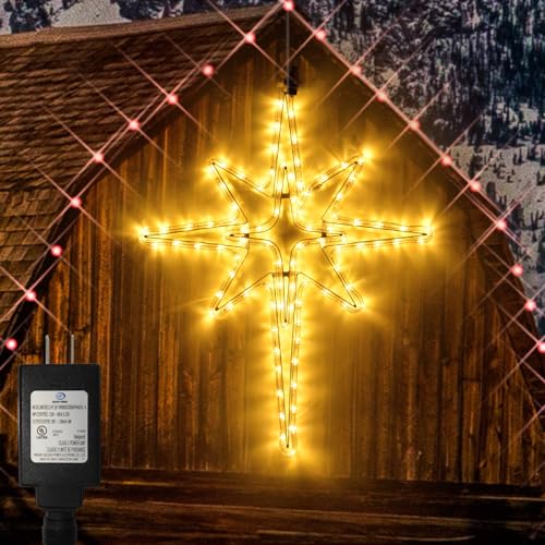22" Bethlehem Outdoor Star Christmas Lights Plug in 90 LEDs for Xmas Decor - color: Warm White