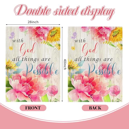 Christian House Flag 28 x 40 Double-Sided, With God All Things Are Possible - color: g18 28x40