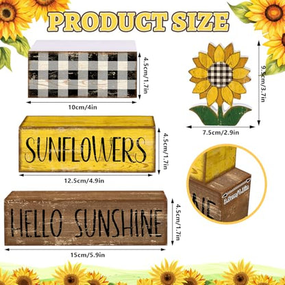 Britimes Tiered Tray Decor Set, 4 Pack, Wooden, Sunflower Farmhouse - color: Sunflower