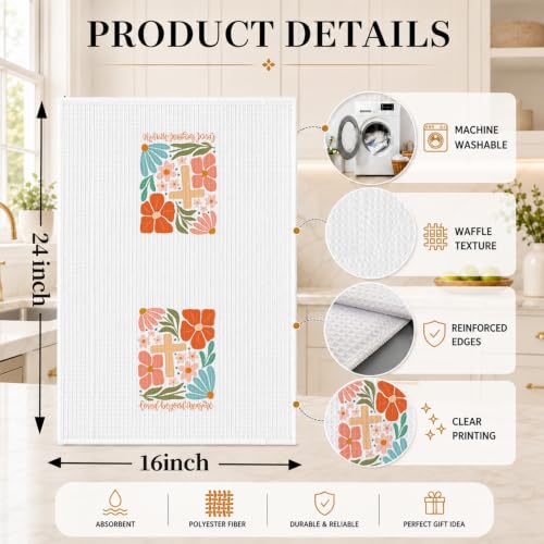 Boho Flower Christian Kitchen Hand Towels 16x24 Inch - color: Boho Flower