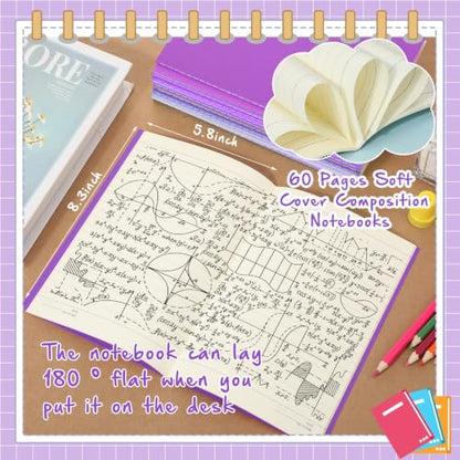 Handepo 100 Pack A5 Composition Notebooks Bulk 5"x8" Notebooks Purple - color: Purple, size: A5