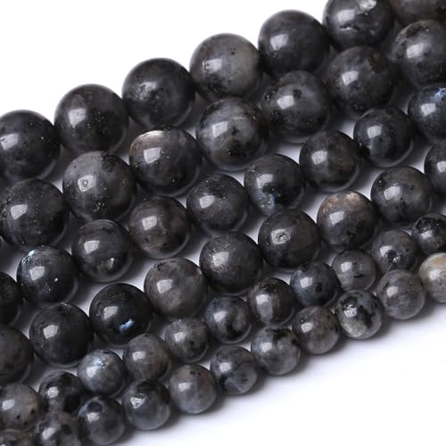 90PCS 4MM Black Larvikite Stone Beads Energy Healing Beads for DIY Jewelry Bracelet Necklace Making for Jewelry Making15 - color: Black Larvikite, size: 4MM