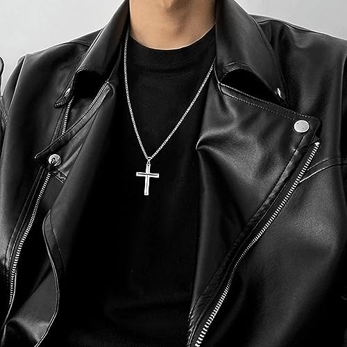 MILACOLATO Solid S925 Sterling Silver Cross Necklace for Men Women | 2mm Durable Sterling Silver Cuban Link Curb Chain Cross Pendant Necklace | Crucifix Cross Pendant Necklace Jewelry 16-24 Inches - style: 16 Inches + 2 Inches Extension Chain