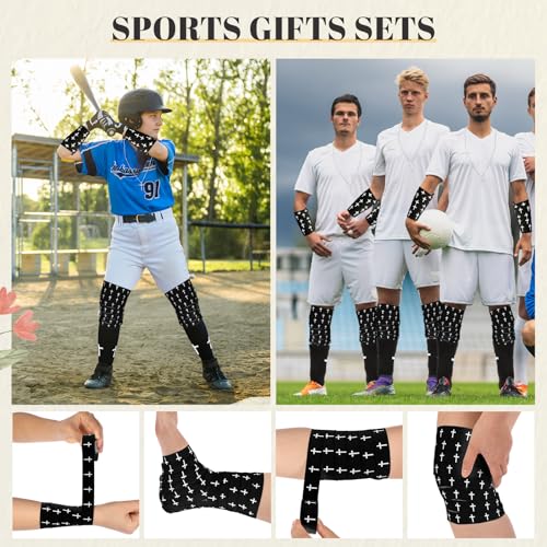 TrelaCo 4 Pack Cross Athletic Tape Socks Necklace Gift Box - color: Black, style: Cross