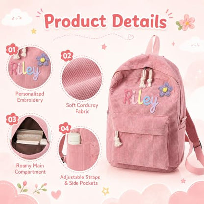 Personalized Backpack for Girls with Optional Lunch Bag & Pencil Case Set - color: Pink
