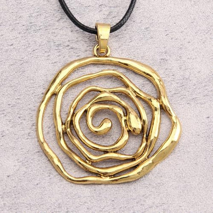 Leather Necklace for Women Long Boho Pendant Hippie Choker Necklace Bohemian Layered Leather Rope Wooden Jewelry Gifts - style: Rose Pendant Necklace