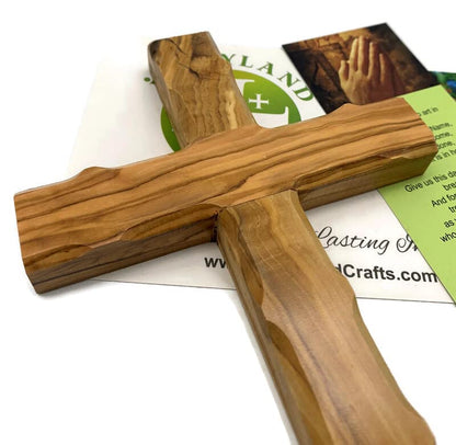 iHoly Land Crafts Olive Wood Wall Cross, Handmade in Bethlehem, 10x6in - size: 10"L x 6"W