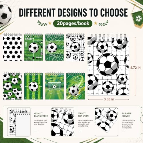 Sprial Notebooks with Pens Bulk, 48 Pack, 5.5 x 4.7 Inch, Sports - color: Dynamic Soccer Sports