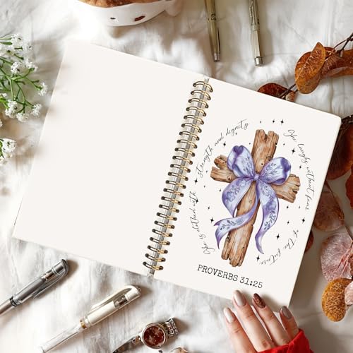 Coquette Purple Bow Church Notes Notebook for Note Taking - color: Proverbs 31:25 - purple