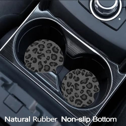 3.5 Inch Car Coasters for Cup Holders - Black Leopard - color: Black Leopard, size: 3.5 inch