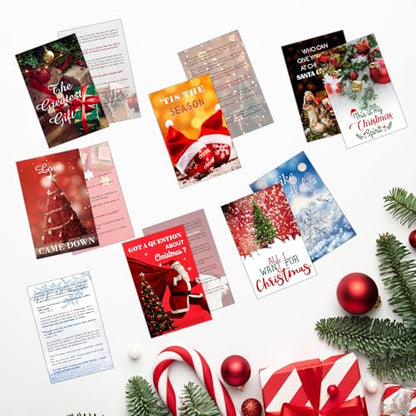 240PCS Christmas Gospel Tract Cards, Bulk Pocket Prayer Cards with Bible Verses, Christian Evangelism Handouts for Kids Adults Church Ministry Outreach Supplies, 12 Designs - color: Christmas