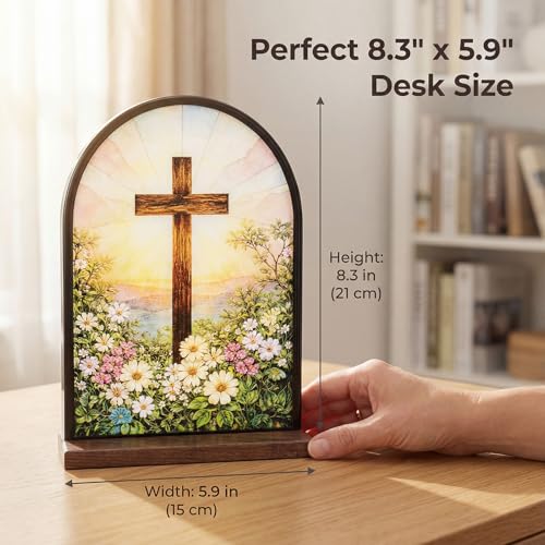 TALPGOD Cross Stand Catholic Ornament Statue – Crucifix Stand Acrylic Tabletop Décor for Home Altar Desk & Prayer Room, Christian Gift for Women & Men - color: Cross
