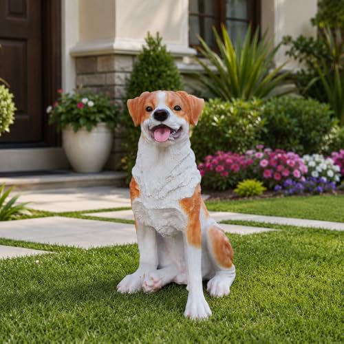 Realistic Large Dog Garden Statue - color: Golden / Light Brown