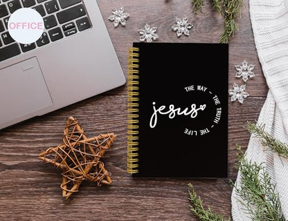 Black Jesus Notebook Journal,Christian Bible Study Prayer Journal Notebook,Christian Jesus the Way the Truth the Life Hardcover Spiral Notebooks Journaling,5.5x8.3 Inch - color: Jesus-3 Cream color