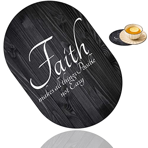 Faith Makes All Things Possible not Easy Mouse Pad and Coaster Combination, Non-Slip Rubber Base Mouse Pads for Wireless Mouse, Computer Mouse Pads for Desk - color: Faith Makes All Things Possible not Easy