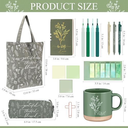 Reallnaive 25 Pcs Bible Study Journaling Supplies Kit for Women, Green - color: Green, style: Bible verse