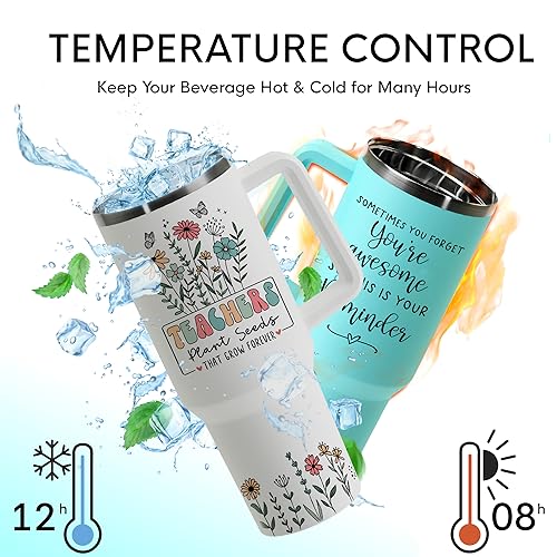 Insulated Teacher Coffee Mug - Stainless Steel 40oz Tumbler with Handle - Perfect for Christmas or Teacher Appreciation Gifts - color: Teacher 1