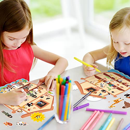 Thyle 12 Set Noahs Ark Sticker Scene Craft Kit for Kid,Sunny Days - style: Sunny Days