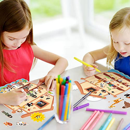Thyle 12 Set Noahs Ark Sticker Scene Craft Kit for Kid,Sunny Days - style: Sunny Days