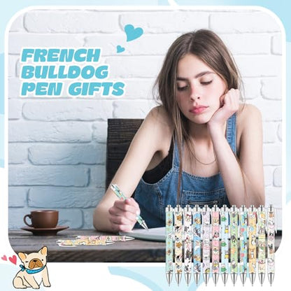 Dispowreath 12 Pcs French Bulldog Ballpoint Pens Gifts Retractable 1.0mm - style: French Bulldog
