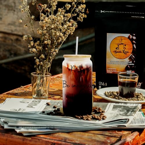 AGH Christian Gift for Women, 16oz Glass Tumbler with Lid and Straw- Inspirational Religious Gift with Prayer Quotes, Iced Coffee Cup for Birthdays, Baptism, Christmas, or Daily Encouragement