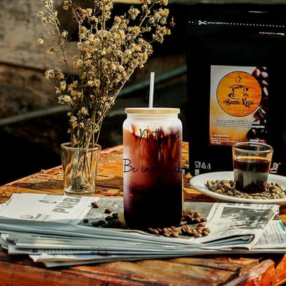 AGH Christian Gift for Women, 16oz Glass Tumbler with Lid and Straw- Inspirational Religious Gift with Prayer Quotes, Iced Coffee Cup for Birthdays, Baptism, Christmas, or Daily Encouragement