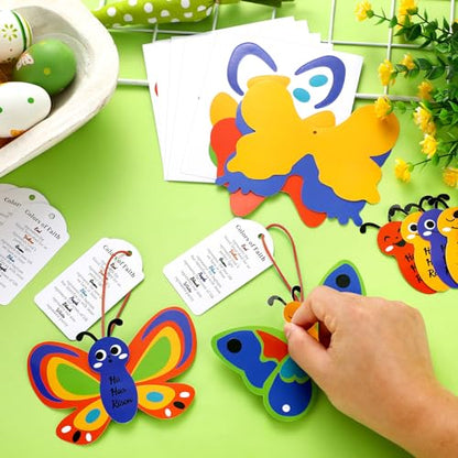 Suzile 30 Pcs Christian Easter Crafts for Kids Religious Salvation Story Butterfly Church Bible DIY He Has Risen Jesus Crafts for Kids Easter Sunday School Classroom Home Activities Holy Week Favor
