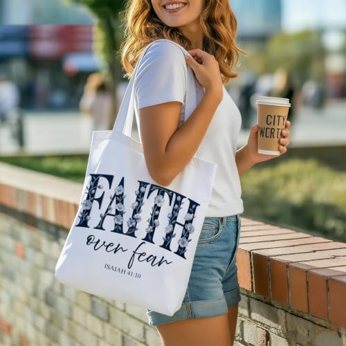 Bible Tote Bags Cute Christian Preppy Canvas Tote Bag Christian Gifts for Women Reusable Shopping Bags(Parent) - color: Faith-1