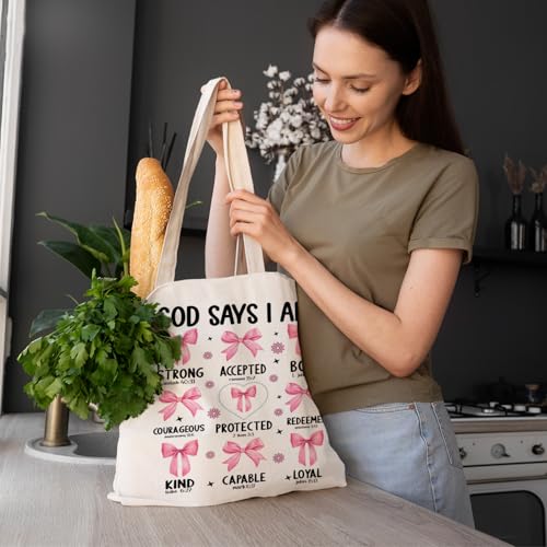 FBB Christian What's the Best that Could Happen Inspirational Tote Bag - color: God Say I Am - 1
