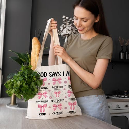 FBB Christian What's the Best that Could Happen Inspirational Tote Bag - color: God Say I Am - 1