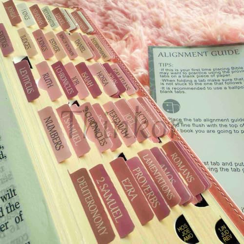 Thinkor- Repositionable Bible Tabs, 66 Pink Theme Laminated Tabs for Women, Study Bible Gifts - color: White Pink