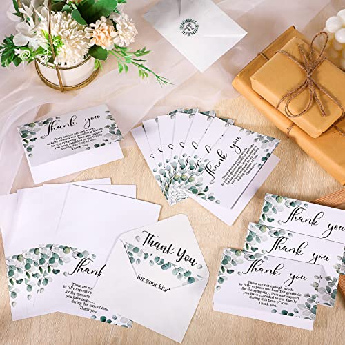 Marspark 25 Pack Funeral Thank You Cards Sympathy Envelopes, Leaves - style: Leaves