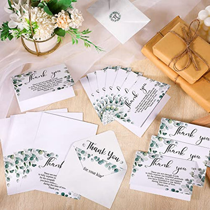 Marspark 25 Pack Funeral Thank You Cards Sympathy Envelopes, Leaves - style: Leaves