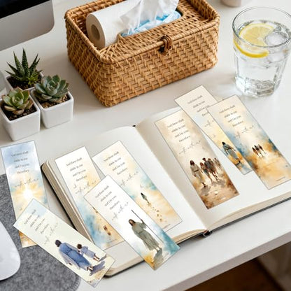 Wxiben Christian Jesus Bookmarks Gifts - 100 Pcs Bible Verse Paper Bookmarks Wallk with Me Scripture Book Markers Page Clip Faith Gift for Women Men Book Lovers Bible Study Church Reading Supplies - color: Christian Jesus