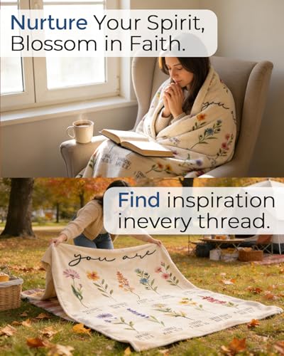 Floral Christian Blanket - Ultra-Soft 60"x80" Throw Blanket for Women, Featuring Uplifting Scripture & Design, The Perfect Inspirational & Religious Gift for Her