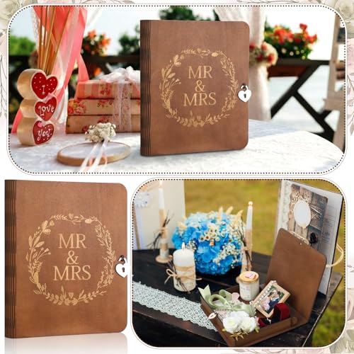 Amyhill Mr and Mrs Wedding Keepsake Box with Lid Heart Lock 11.4x9.5x1.8 in