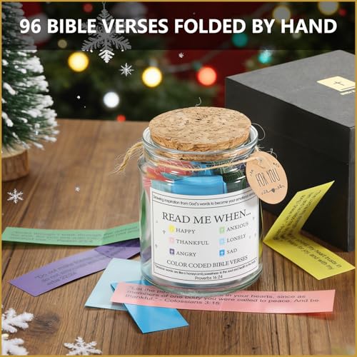Read Me When Bible Verse Jar, 96 Color-Coded Scripture Cards for Daily Encouragement, Prayer Jar, Christian Gifts for Women & Men, Mother's Day Birthday Prayer & Scripture Gifts (Black)