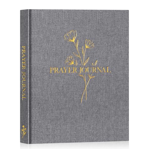 Lanpn Bible Prayer Journal for Women Men, 68 Weeks Linen Bible Study Journal Christian Prayer Notebook Planner with Scripture Verse, Devotional Journal Religious Christian Faith Gifts Women, Grey - color: Grey