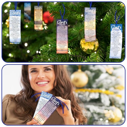 Dispowreath 60 Pcs the Lord's Prayer Christian Bookmarks with Ribbon - style: the Lord's Prayer