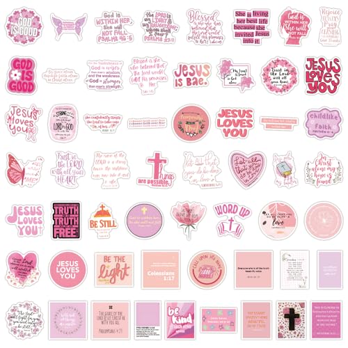 109 PCS Bible Verse Stickers Pink Christian Stickers Faith Stickers Scripture Stickers Inspirational Stickers Bible Stickers for Adults Jesus Stickers Faith Based Gifts - style: Bible Verse
