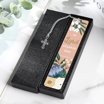 Christian Gifts Bible Bookmark, Religious Bible Verse Metal Bookmark, Inspirational Christian Bookmarks for Women, Her, Book Lovers, Friends, Coworker, Mother, Sister, Wife - style: The Lord will guide you always