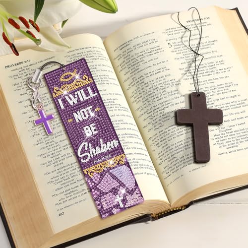 8 Pieces Christian Bible Verse Diamond Art Bookmarks 5d Christian Beaded Bookmark Acrylic Tassel Bookmark for DIY Making Beginners Adults Arts Craft Supplies (Bible) - color: Bible