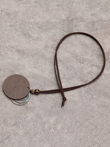 Leather Necklace for Women Long Boho Pendant Hippie Choker Necklace Bohemian Layered Leather Rope Wooden Jewelry Gifts - style: Wooded Pendant