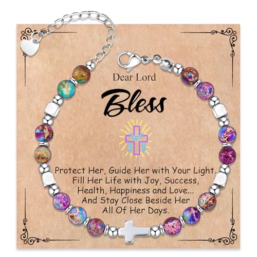 Cross Bracelet for Women Girls, Christian Gifts for Daughter Granddaughter Sister In Christ Friend Niece, Baptism Confirmation First Communion Gifts for Girls - color: Dear Lord