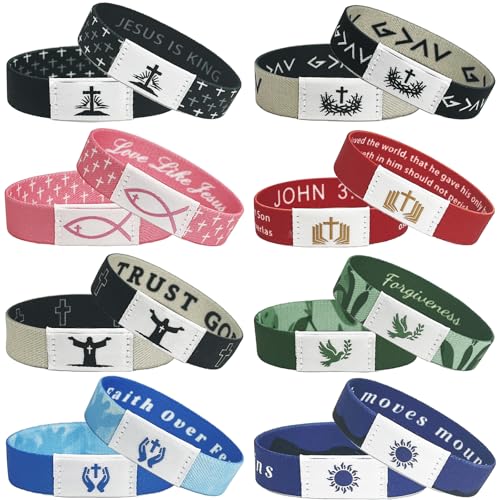 8PCS Daily Bible Verse Bracelets, Bible Verse Cross Bracelet with NFC, Inspirational Religious Christian Bracelet Gifts, Elastic String Faith Friendship Jewelry for Teens Men Women - color: 8PCS-Colorful-2