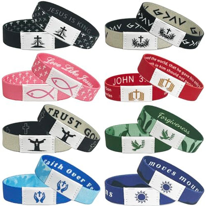 8PCS Daily Bible Verse Bracelets, Bible Verse Cross Bracelet with NFC, Inspirational Religious Christian Bracelet Gifts, Elastic String Faith Friendship Jewelry for Teens Men Women - color: 8PCS-Colorful-2