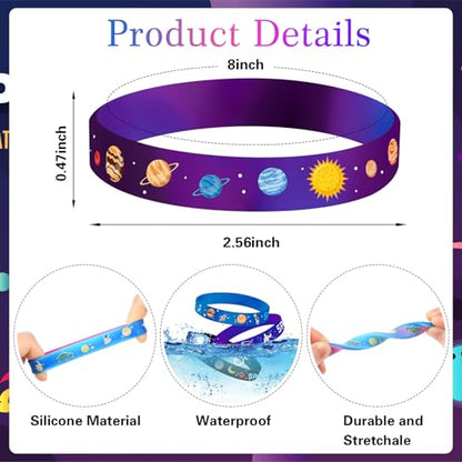 JUNEBRUSHS 42pcs Outer Space Party Favors Silicone Bracelets 6 Designs - style: Outer Space Style